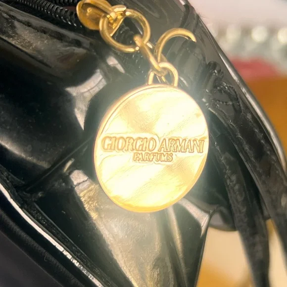 Giorgio Armani Black with Gold Accents wristlet or cosmetics bag - Picture 9 of 12